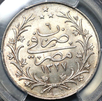 1914 PCGS MS 64 Egypt 10 Qirsh 1327/6 AH Ottoman Empire Silver Coin (19122702C)