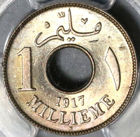 1917-H PCGS MS 65 Egypt 1 Millieme Britain Occupation Mint State Coin (19112201C)