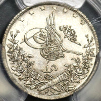 1885 PCGS MS 64 Egypt Ottoman Empire 1 Qirsh 1293/10W Silver Coin (20052304C)