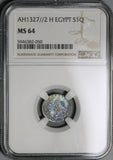 1910 NGC MS 64 Egypt Ottoman Empire 1 Qirsh 1327/2H Silver Coin (21061901C)