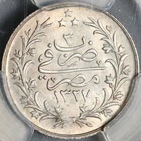 1911 PCGS MS 65 Egypt Ottoman Empire 1 Qirsh 1327/3H Silver Heaton Coin (22030804C)