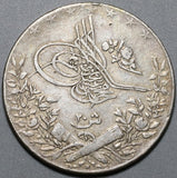 1912-H Egypt 20 Qirsh Ottoman Empire Silver Rare Crown 1327/4 Heaton Coin (20051303R)