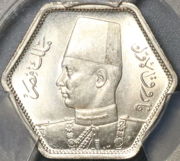 1944 PCGS MS 64 Egypt 2 Piastres Farouk Hexagonal Silver Coin (21090402C)