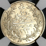 1885 NGC MS 64 Egypt 2 Qirsh Ottoman Empire 1293/10W Silver Coin (21062402C)