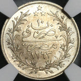 1885 NGC MS 65 Egypt 2 Qirsh Ottoman Empire 1293/10W Silver Coin (21062403C)