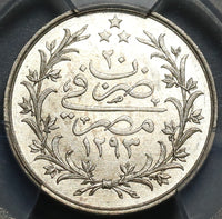 1894 PCGS MS 63+ Egypt Ottoman Empire 2 Qirsh 1293/20W Silver Coin POP 1/0 (20040803C)