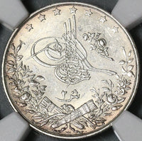 1898 NGC MS 63 Egypt 2 Qirsh Ottoman Emp 1293/24W 500K Silver Coin POP 3/2 (21052002D)
