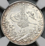 1898 NGC MS 63 Egypt 2 Qirsh Ottoman Emp 1293/24W 500K Silver Coin POP 3/2 (21052002D)