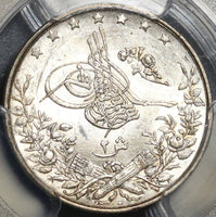 1898 PCGS MS 64 Egypt Ottoman Empire 2 Qirsh 1293/24W Silver Key Date 500K Coin (20011802C)
