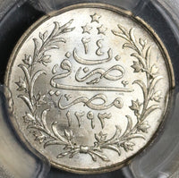1898 PCGS MS 64 Egypt Ottoman Empire 2 Qirsh 1293/24W Silver Key Date 500K Coin (20011802C)