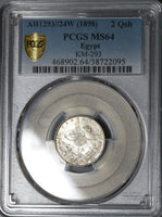 1898 PCGS MS 64 Egypt Ottoman Empire 2 Qirsh 1293/24W Silver Key Date 500K Coin (20011802C)