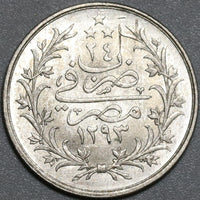 1898 Egypt Ottoman Empire UNC Silver 2 Qirsh 1293/24W Coin (21032106R