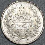 1898 Egypt Ottoman Empire UNC Silver 2 Qirsh 1293/24W Coin (21032106R