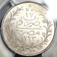 1892 PCGS MS 62 Egypt Ottoman Empire 5 Qirsh 1293/17W Silver Key Date Coin (20011203C)