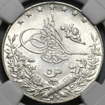 1912 NGC MS 63 Egypt Ottoman 5 Qirsh 1327/4H Silver Key Date Coin (20111501C)