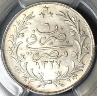 1914 PCGS MS 62 Egypt Ottoman Empire 5 Qirsh 1327/6H Silver Coin (20052305C)
