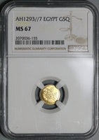 1882 NGC MS-67 Egypt Gold 5 Qirsh Ottoman 1293//7 Sultan Coin (20083005C)