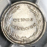 1892 PCGS MS 63 El Salvador 5 Centavos Silver Coin Pedigree <80k (22051901C)