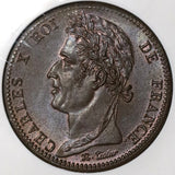 1828-A NGC MS 63 French Colonies 10 Centimes Charles X France Coin (20021802C)