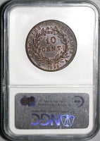 1828-A NGC MS 63 French Colonies 10 Centimes Charles X France Coin (20021802C)