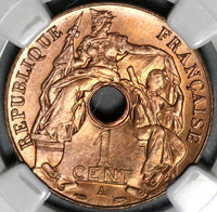 1938-A NGC MS 65 RED French Indo China Vietnam Mint State Coin (20062101C)
