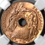 1938-A NGC MS 65 RED French Indo China Vietnam Mint State Coin (20062101C)