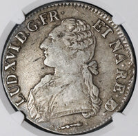 1782-Cow NGC XF 40 France Louis XVI Ecu Crown Silver Bern Coin (20112301C)