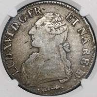 1782-Cow NGC XF 40 France Louis XVI Ecu Crown Silver Bern Coin (20112301C)