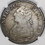 1782-Cow NGC XF 40 France Louis XVI Ecu Crown Silver Bern Coin (20112301C)