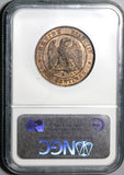 1852-A NGC AU 58 France 10 Centimes Napoleon III Coin (20021801C)