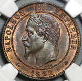 1862-A NGC MS 64 France 10 Centimes Napoleon III Paris Coin POP 1/3 (20061401C)