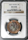 1862-A NGC MS 64 France 10 Centimes Napoleon III Paris Coin POP 1/3 (20061401C)