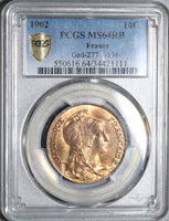 1902 PCGS MS 64 France 10 Centimes Marianne Dupuis Mint State Coin (20112401D)