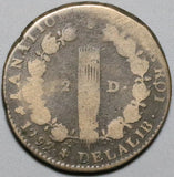 1792/1-D Louis XVI France 12 Deniers Dijon MInt Overdate Coin (23121008R)