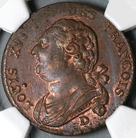 1792-D NGC MS 61 France 12 Deniers Louis XVI Lyon Mint Revolution Coin (23033101C)