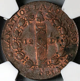 1792-D NGC MS 61 France 12 Deniers Louis XVI Lyon Mint Revolution Coin (23033101C)