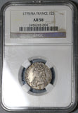 1779/8-A NGC AU 58 Louis XVI 12 Sols France 1/10 Ecu Silver Coin POP 1/0 (20040701C)