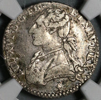 1779/8-A NGC VF 35 France Louis XVI 12 Sols Rare Overdate Silver Paris Coin POP 1/1 (20062104C)
