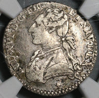 1779/8-A NGC VF 35 France Louis XVI 12 Sols Rare Overdate Silver Paris Coin POP 1/1 (20062104C)