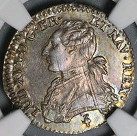 1781/9-A NGC MS 62 France Louis XVI 12 Sols Overdate 1/10 Ecu 33k POP 1/0 (22052301C)