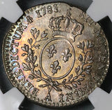 1781/9-A NGC MS 62 France Louis XVI 12 Sols Overdate 1/10 Ecu 33k POP 1/0 (22052301C)