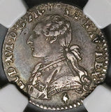 1783-A NGC AU 50 France Louis XVI 12 Sols Overstruck 1/10 Ecu Paris Silver 70k Coin (22061203C)