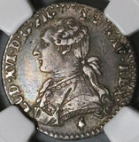 1783-A NGC AU 50 France Louis XVI 12 Sols Overstruck 1/10 Ecu Paris Silver 70k Coin (22061203C)
