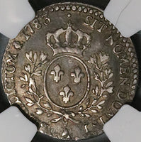 1783-A NGC AU 50 France Louis XVI 12 Sols Overstruck 1/10 Ecu Paris Silver 70k Coin (22061203C)