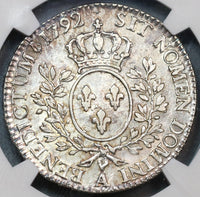 1792-A NGC AU 55 Louis XVI France 1/2 Ecu Royal Silver Possible Overdate Variety Coin (19083102C)