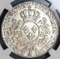 1792-A NGC AU 55 Louis XVI France 1/2 Ecu Royal Silver Possible Overdate Variety Coin (19083102C)