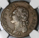 1784-& NGC AU 50 Louis XVI France 1/2 Sol Aix Mint Coin POP 1/0 (21121105C)
