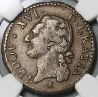 1784-& NGC AU 50 Louis XVI France 1/2 Sol Aix Mint Coin POP 1/0 (21121105C)