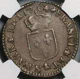 1784-& NGC AU 50 Louis XVI France 1/2 Sol Aix Mint Coin POP 1/0 (21121105C)