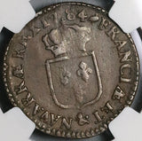 1784-& NGC AU 50 Louis XVI France 1/2 Sol Aix Mint Coin POP 1/0 (21121105C)